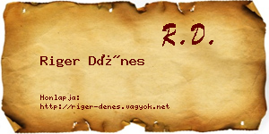 Riger Dénes névjegykártya